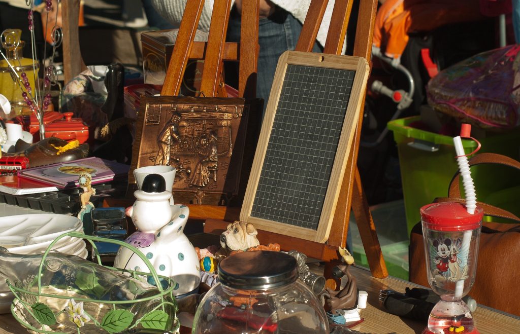 Products at a flea market.