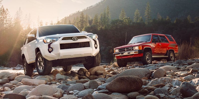 A white and a red 2024 Toyota 4Runner.