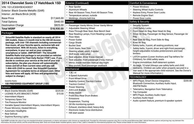 2014 Chevrolet Sonic LT