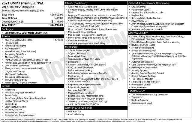 2021 GMC Terrain SLE