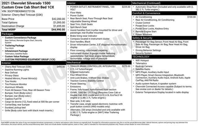 2021 Chevrolet Silverado 1500 4WD Crew Cab 147" Custom