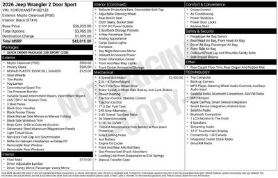 2026 Jeep Wrangler Sport