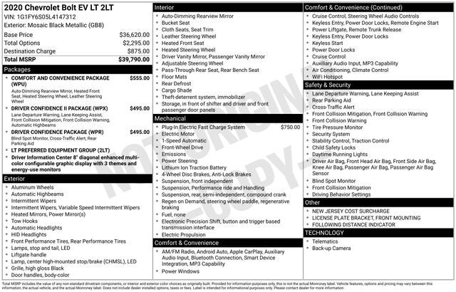 2020 Chevrolet Bolt EV LT