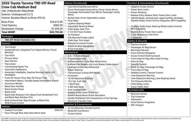 2026 Toyota Tacoma TRD Off-Road
