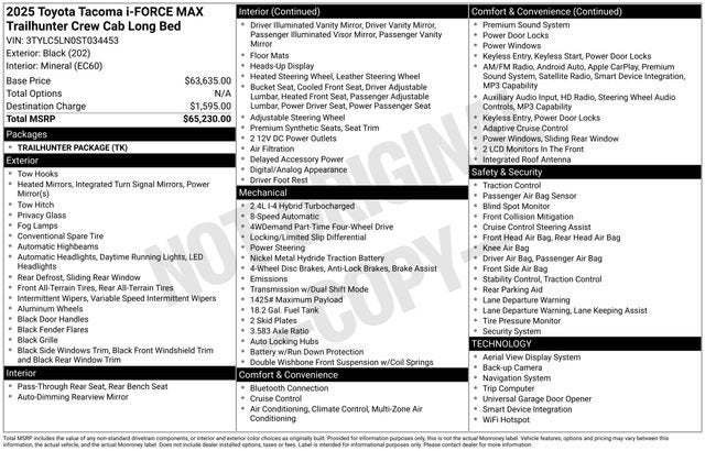 2025 Toyota Tacoma i-FORCE MAX Tacoma Trailhunter