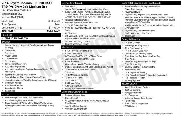 2026 Toyota Tacoma i-FORCE MAX Tacoma TRD Pro