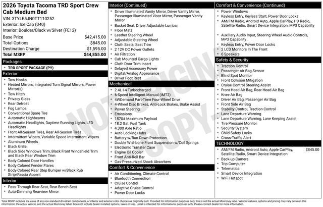 2026 Toyota Tacoma TRD Sport