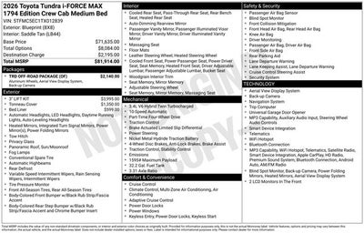 2026 Toyota Tundra i-FORCE MAX Tundra 1794 Edition