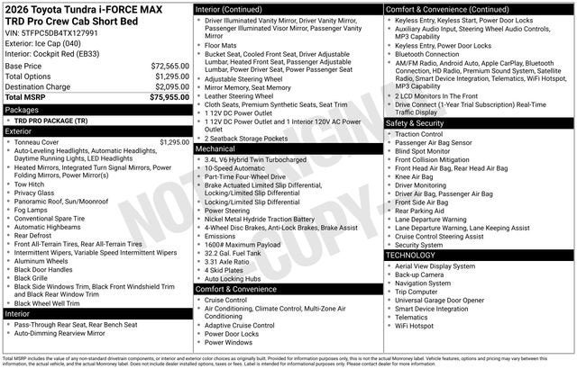 2026 Toyota Tundra i-FORCE MAX Tundra TRD Pro