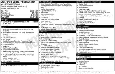 2026 Toyota Corolla Hybrid SE AWD