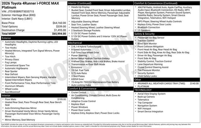 2026 Toyota 4Runner i-FORCE MAX 4Runner Platinum
