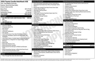 2026 Toyota Corolla Hatchback XSE