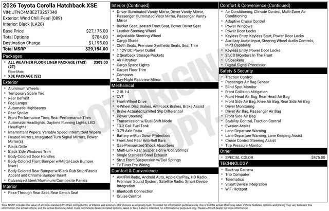 2026 Toyota Corolla Hatchback XSE