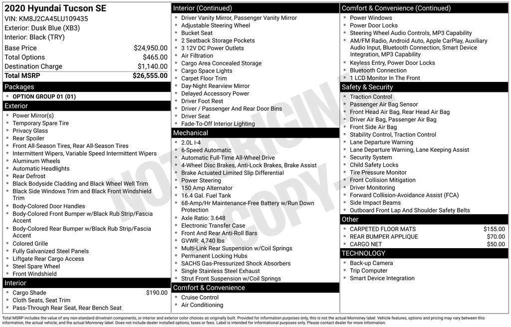 2020 Hyundai Tucson SE