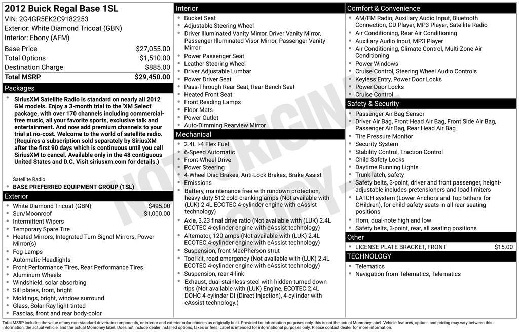 2012 Buick Regal Base