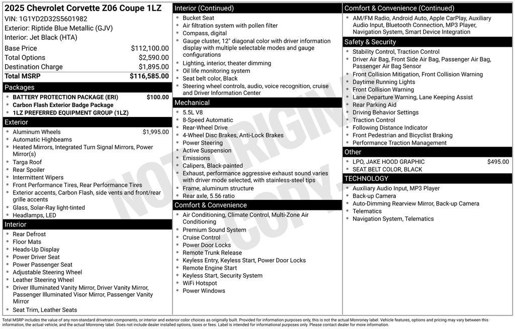 2025 Chevrolet Corvette Z06 1LZ