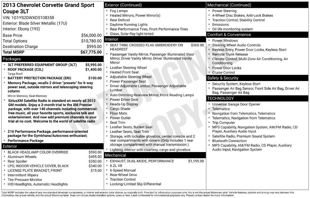 2013 Chevrolet Corvette Grand Sport Grand Sport 3LT