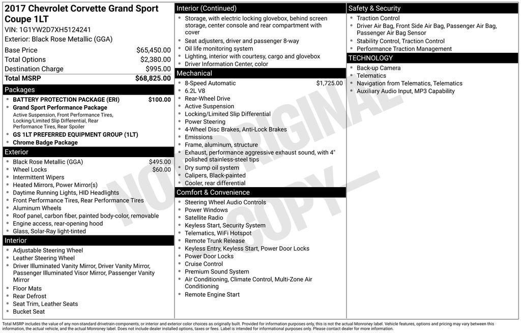 2017 Chevrolet Corvette Grand Sport Grand Sport 1LT
