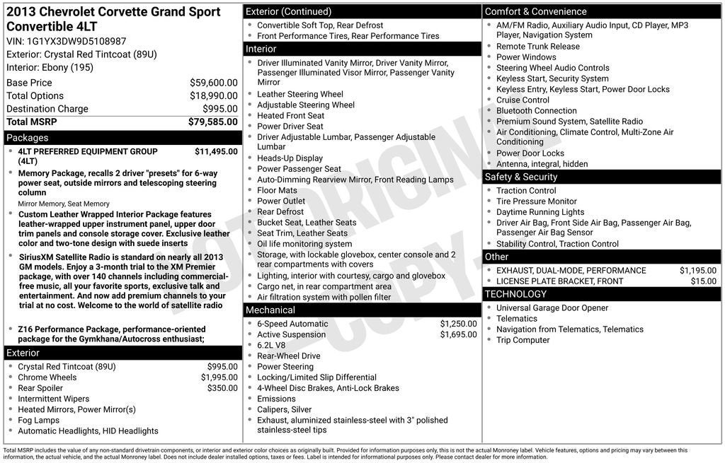 2013 Chevrolet Corvette Grand Sport Grand Sport 4LT