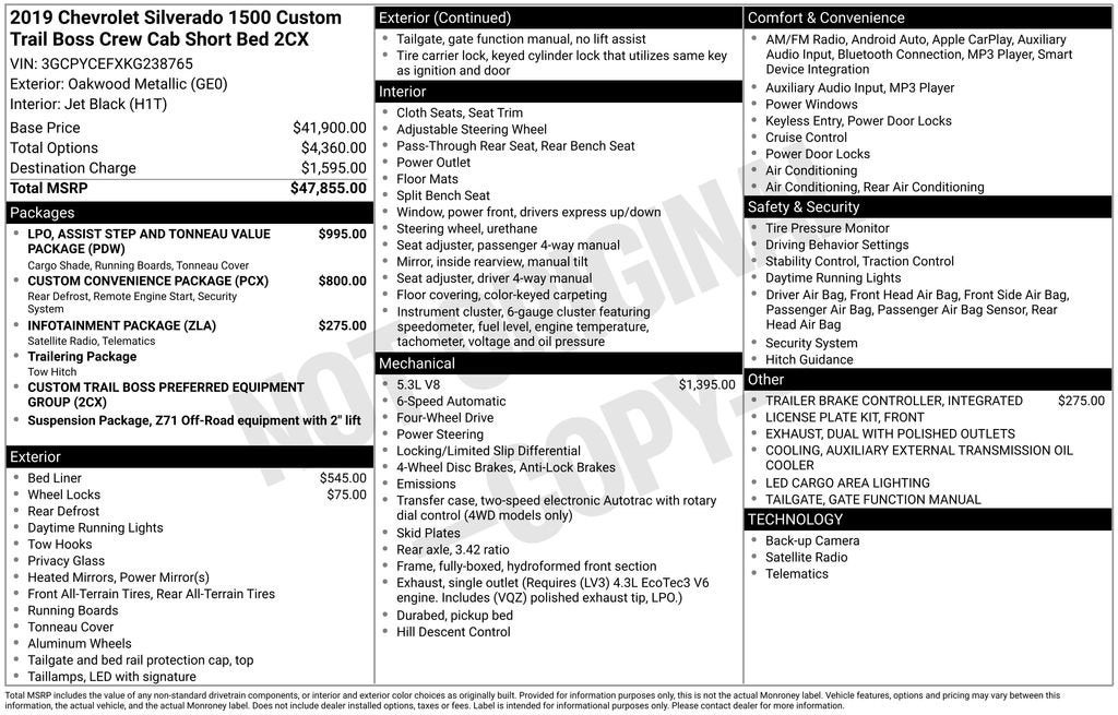 2019 Chevrolet Silverado 1500 Custom Trail Boss