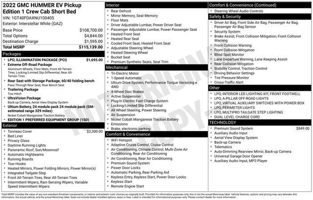 2022 GMC HUMMER EV Pickup Hummer EV Pickup
