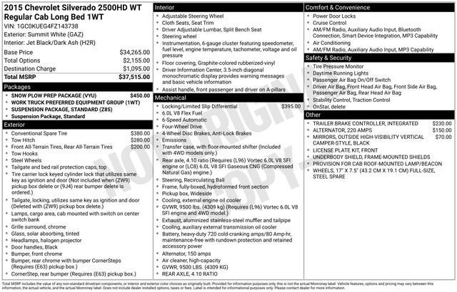 2015 Chevrolet Silverado 2500 HD Work Truck