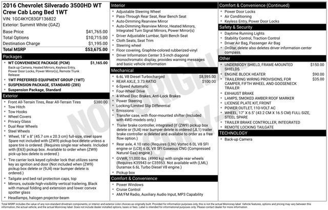 2016 Chevrolet Silverado 3500 HD Work Truck